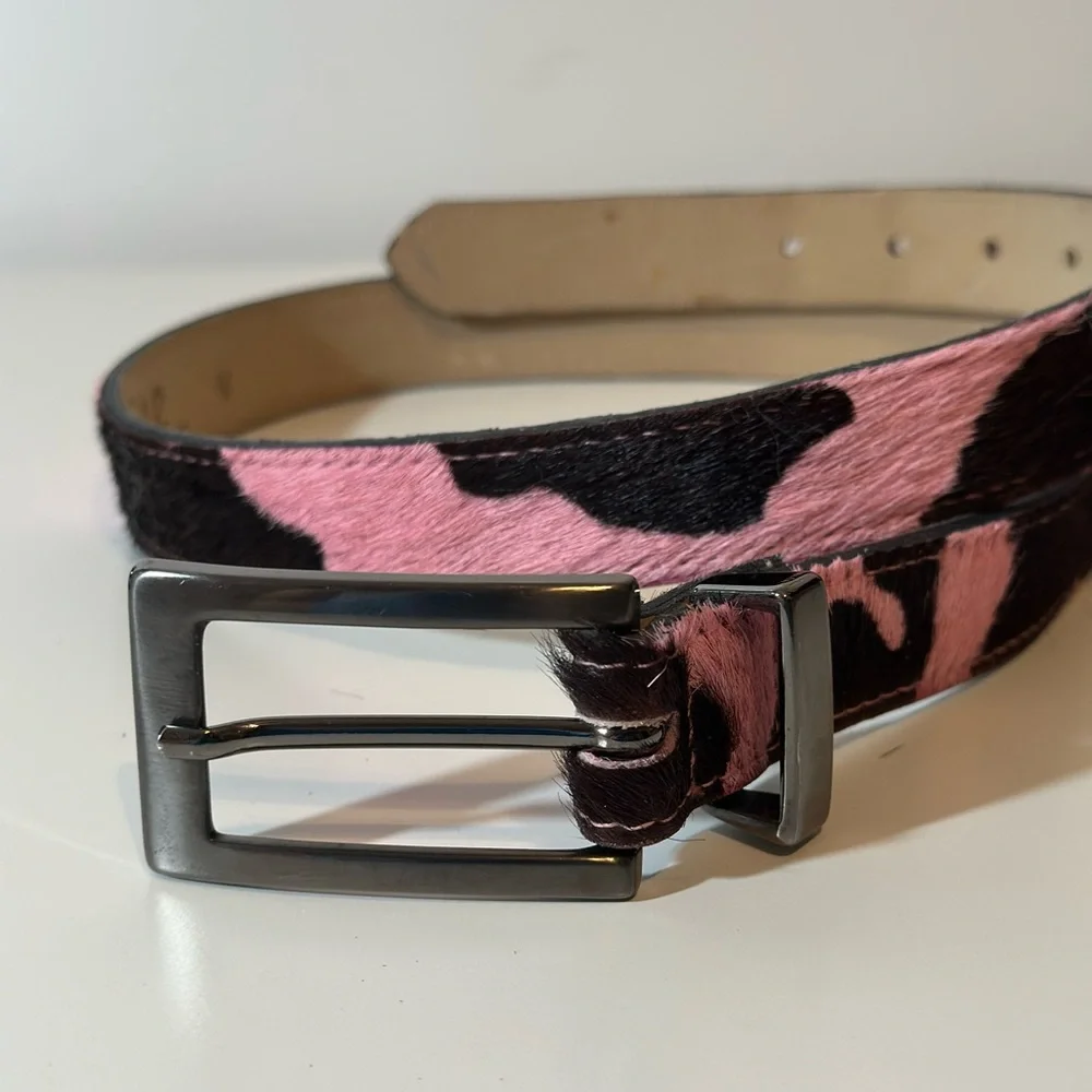Elite Fresno California Pink Black Cow Print Belt Women's M 1